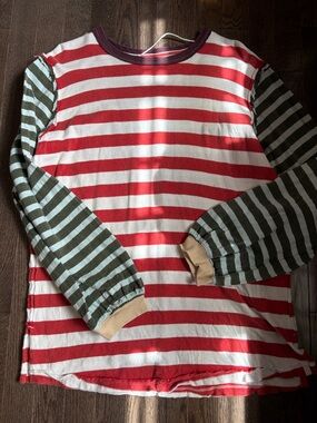 Free People Striped Long Sleeve Tee in Red, White, Olive, Tan